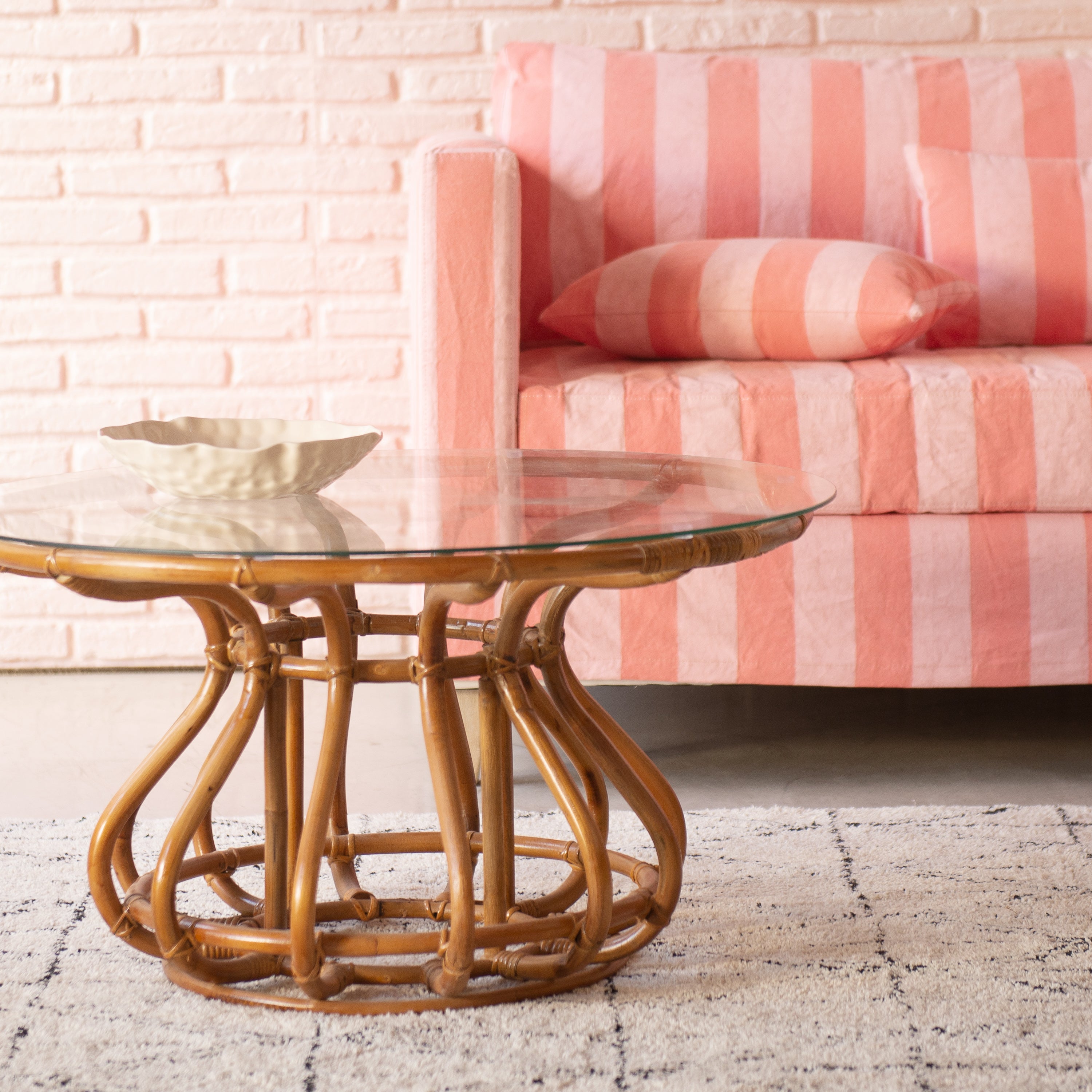 Mesa baja Paula vidrio y bambú, última!